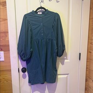 Teal Dress with Button Detail